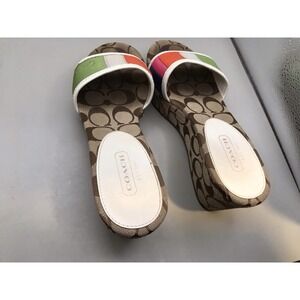 Coach Ellah Wedge Sandal Size 7M Signature Wedge Multicolor Strap